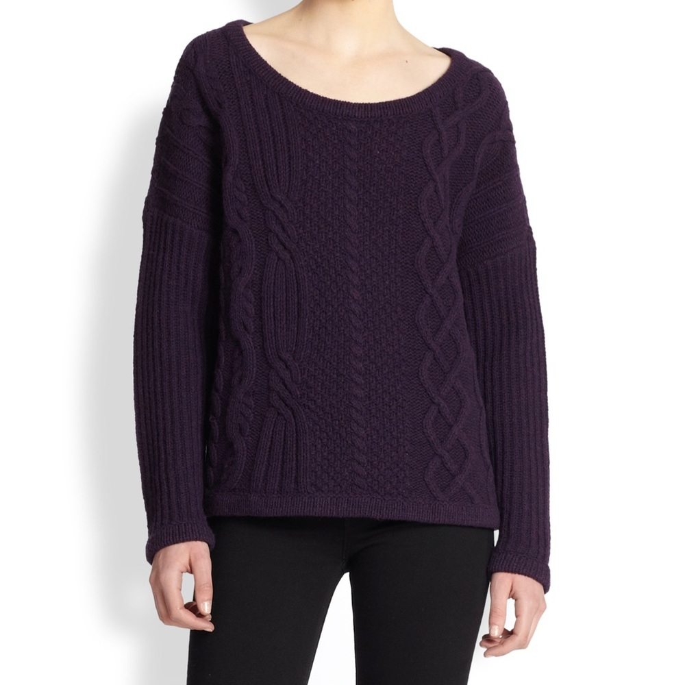 Rag & bone wool cashmere cable knit purple sweater